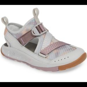 chaco womens 9 sandals tie dye pink with gray